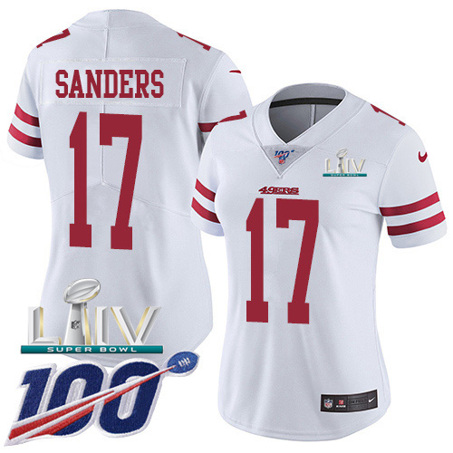 San Francisco 49ers Nike #17 Emmanuel Sanders White Super Bowl LIV 2020 Women Stitched NFL 100th Season Vapor Limited Jersey->youth nfl jersey->Youth Jersey